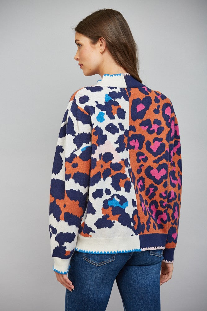 Scalloped Trim Detail Mixed Pattern Colorblock