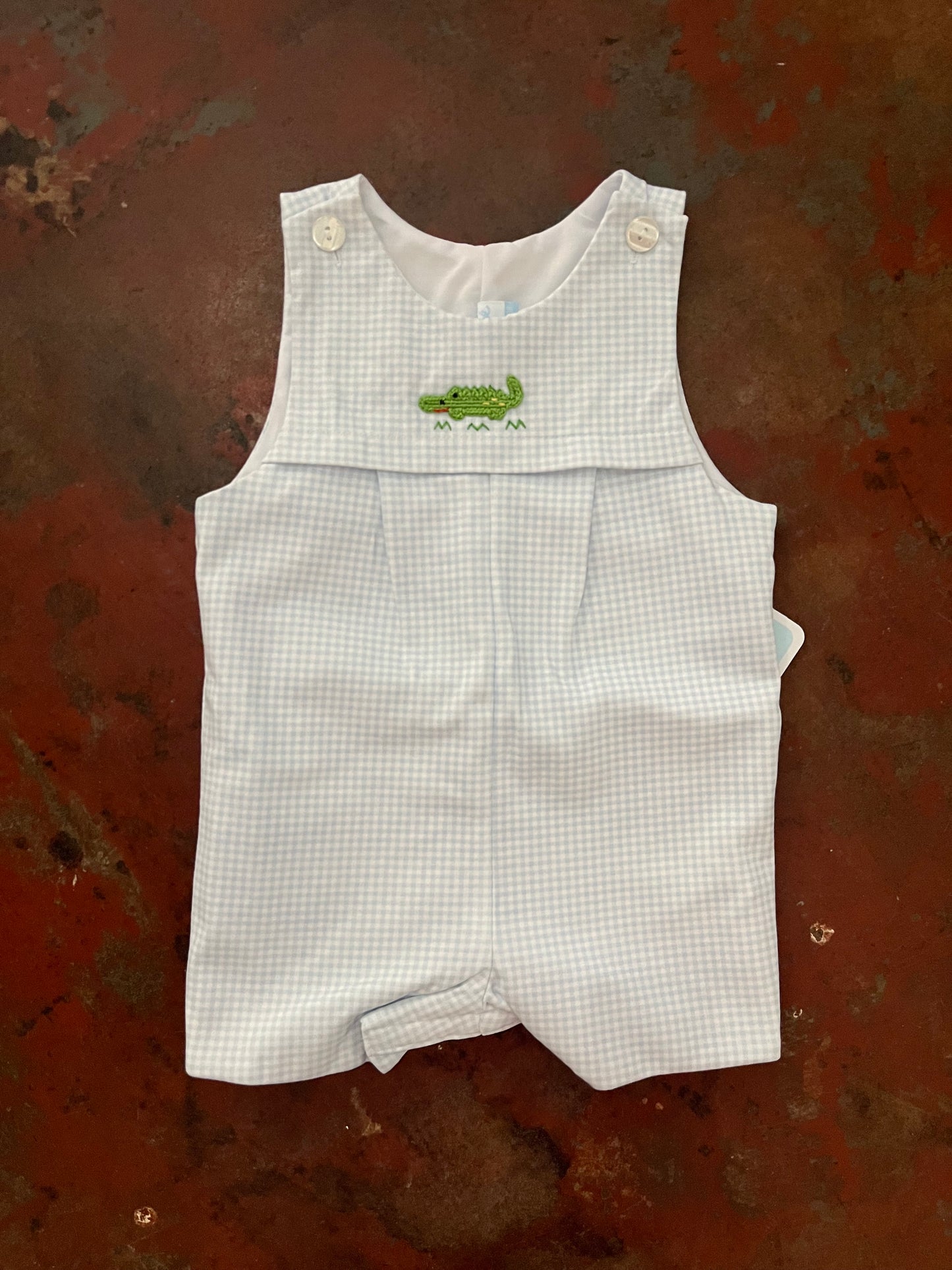 Alligator Boy's Blue Knit Gingham Jon Jon