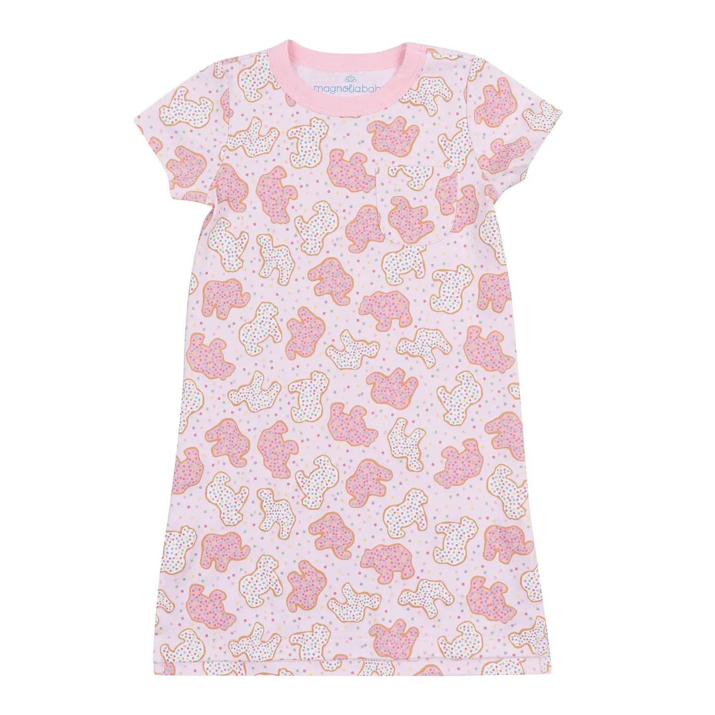 Animal Crackers Short Sleeve Night Dress- Pink