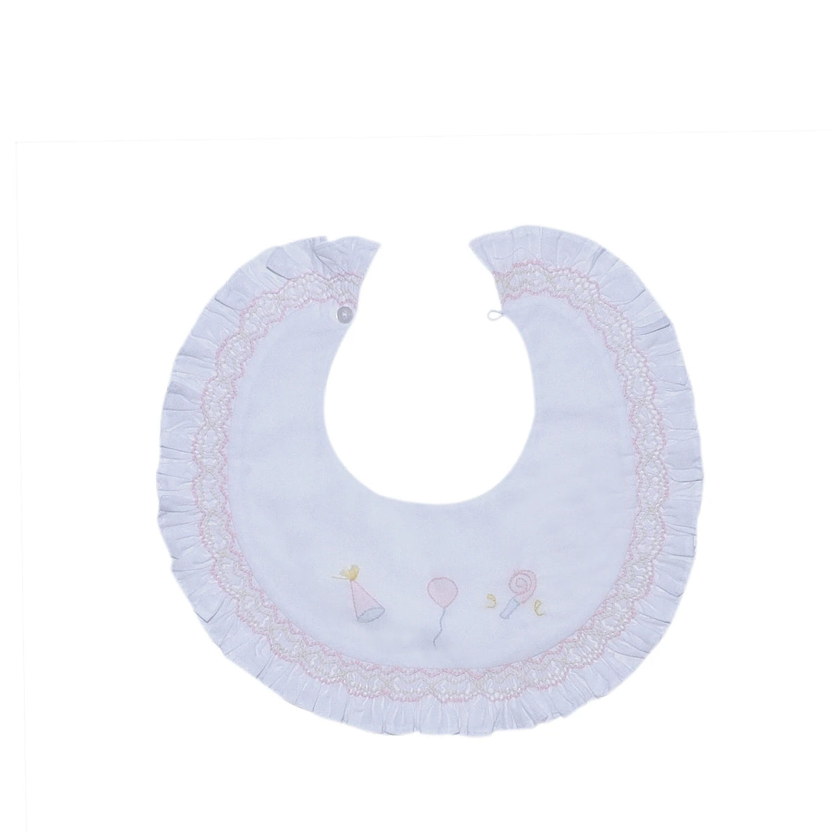 White Bib- Girl Smocked Celebration