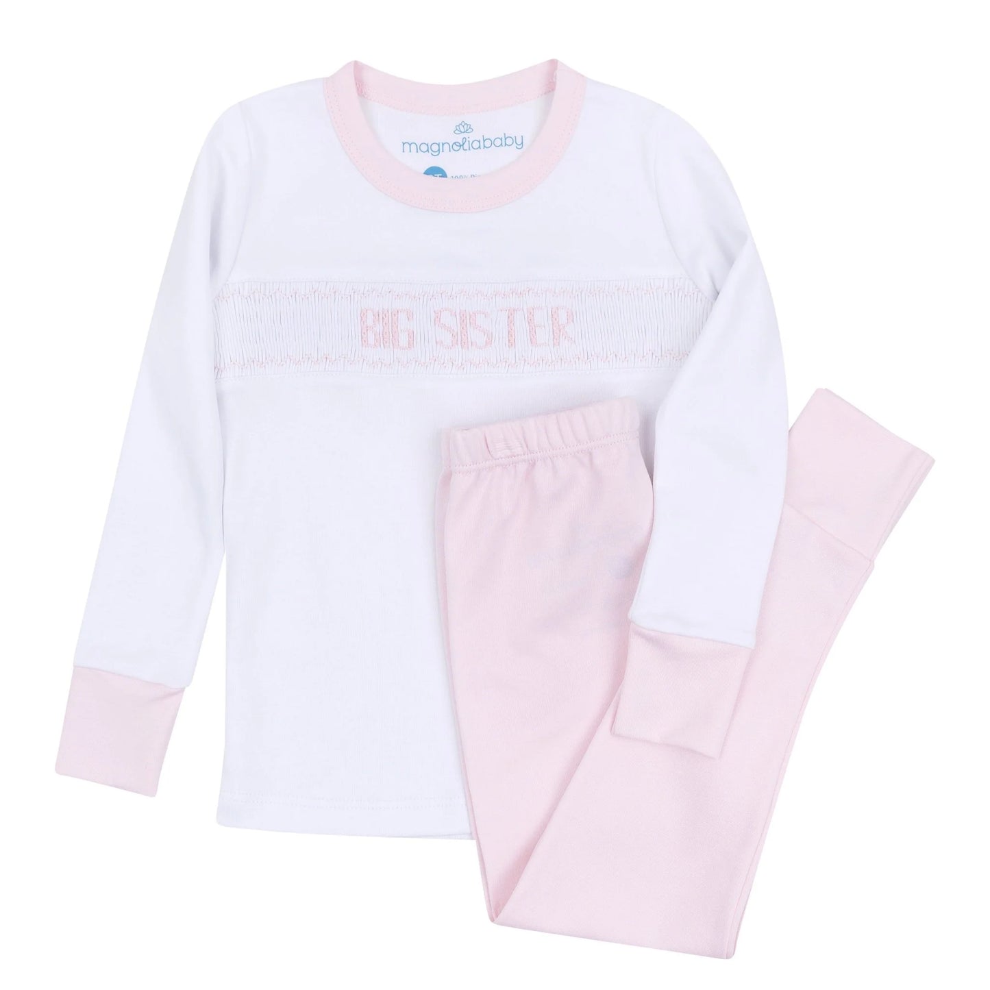 Big Sister Smocked Long Pajama- Pink