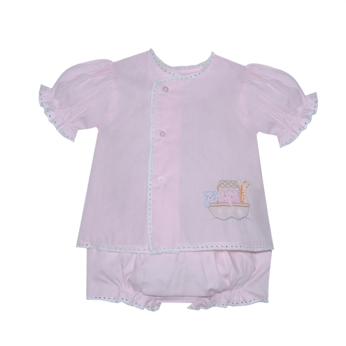 Blanch Girl Diaper Set- Pink Noah's Ark