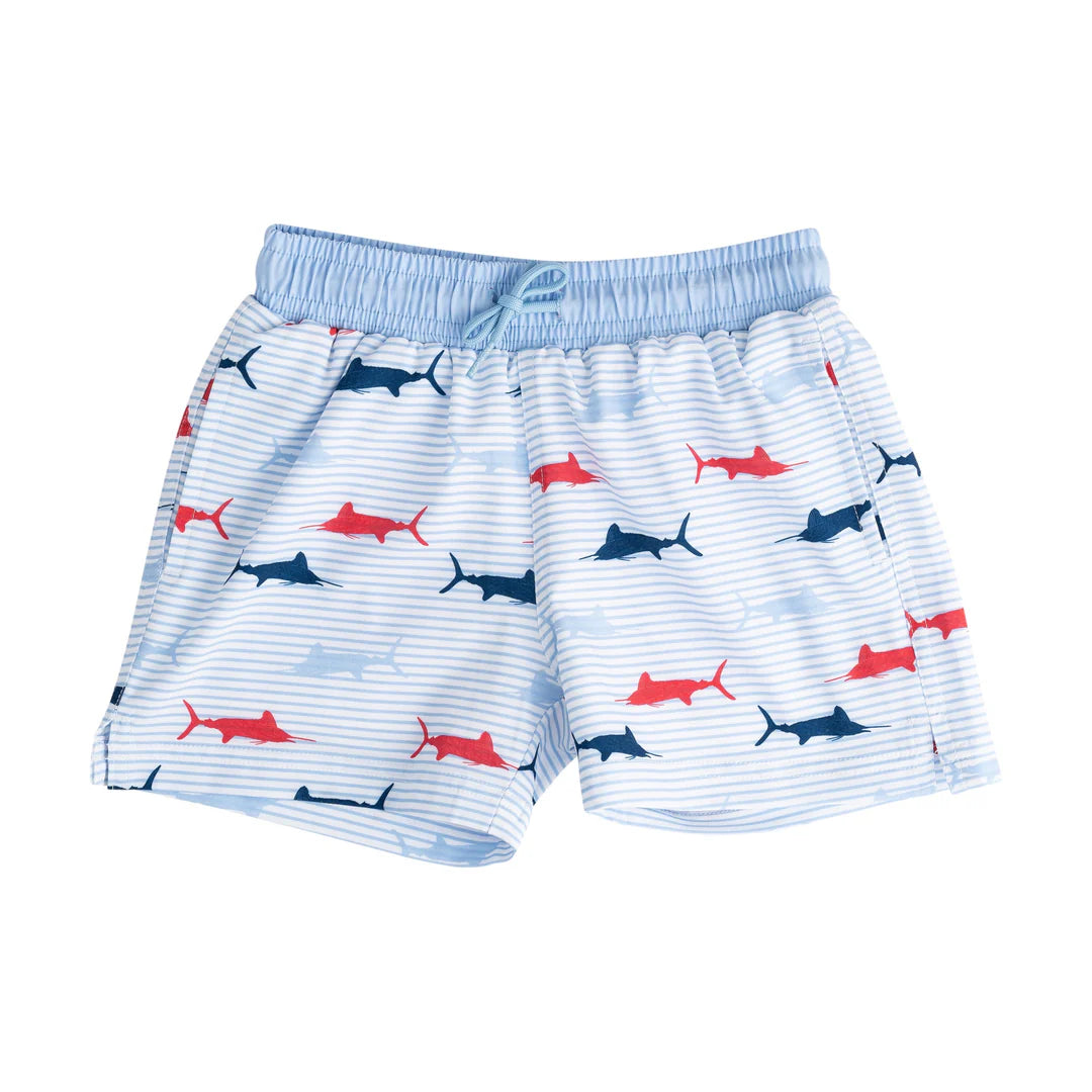 Boogie Board Swim Trunk-Windsurfer Fish Print
