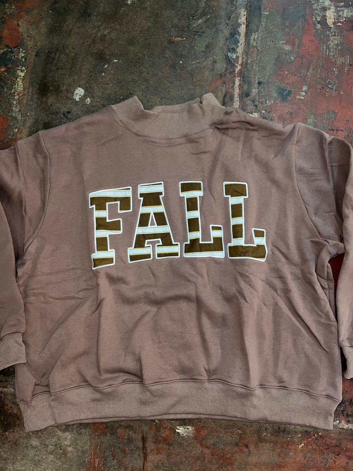 Fall Applique Mock Neck Sweatshirt