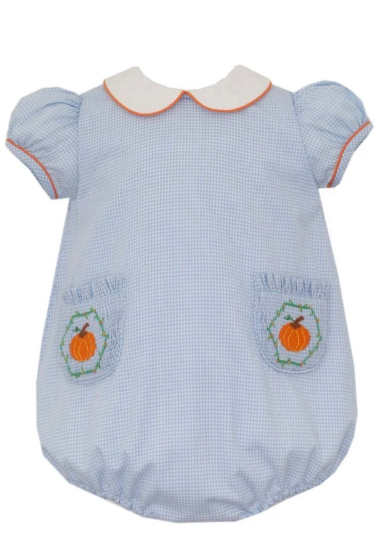 Pumkin Girl's Lt. Blue Gingham Short Bubble