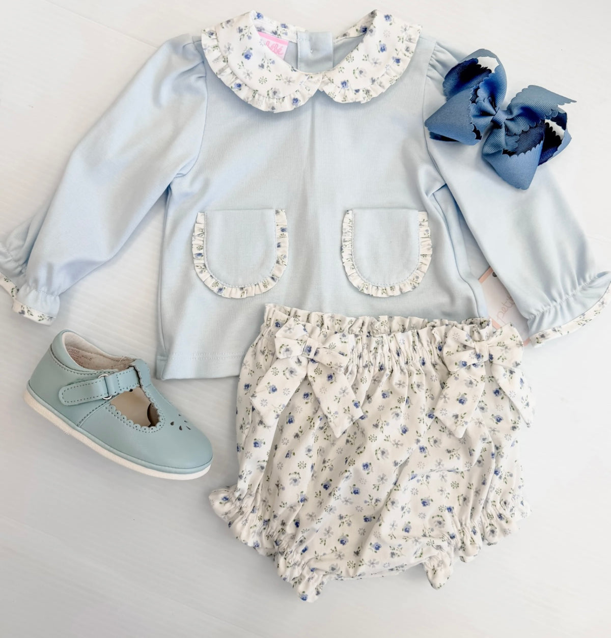 Blue Floral Bloomer Set