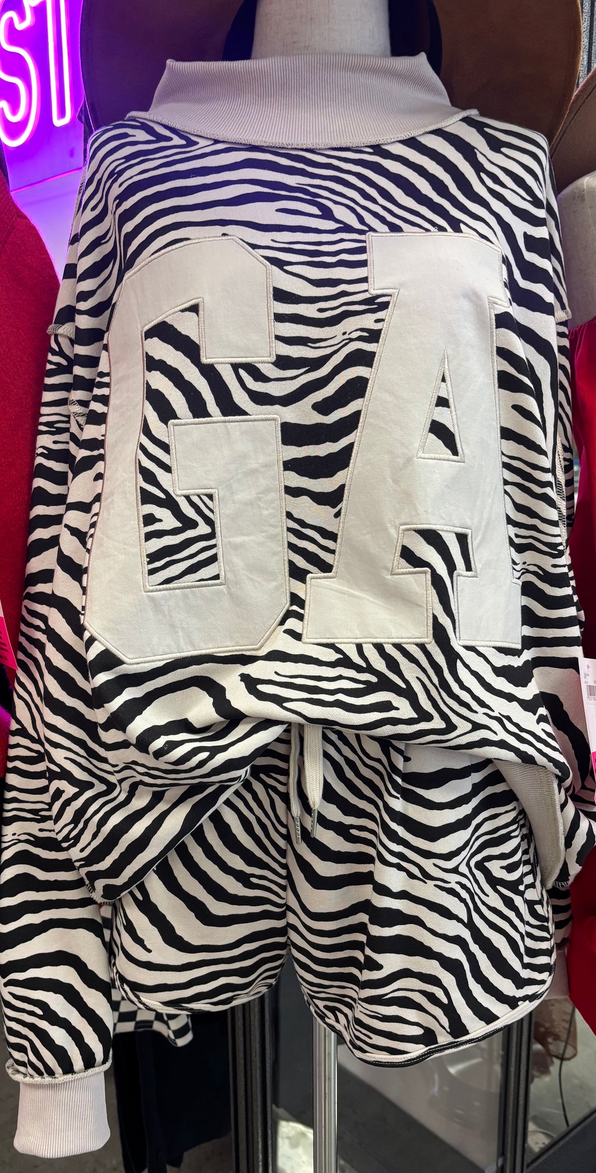 Zebra Print GA Mock Neck Sweatshirt Set