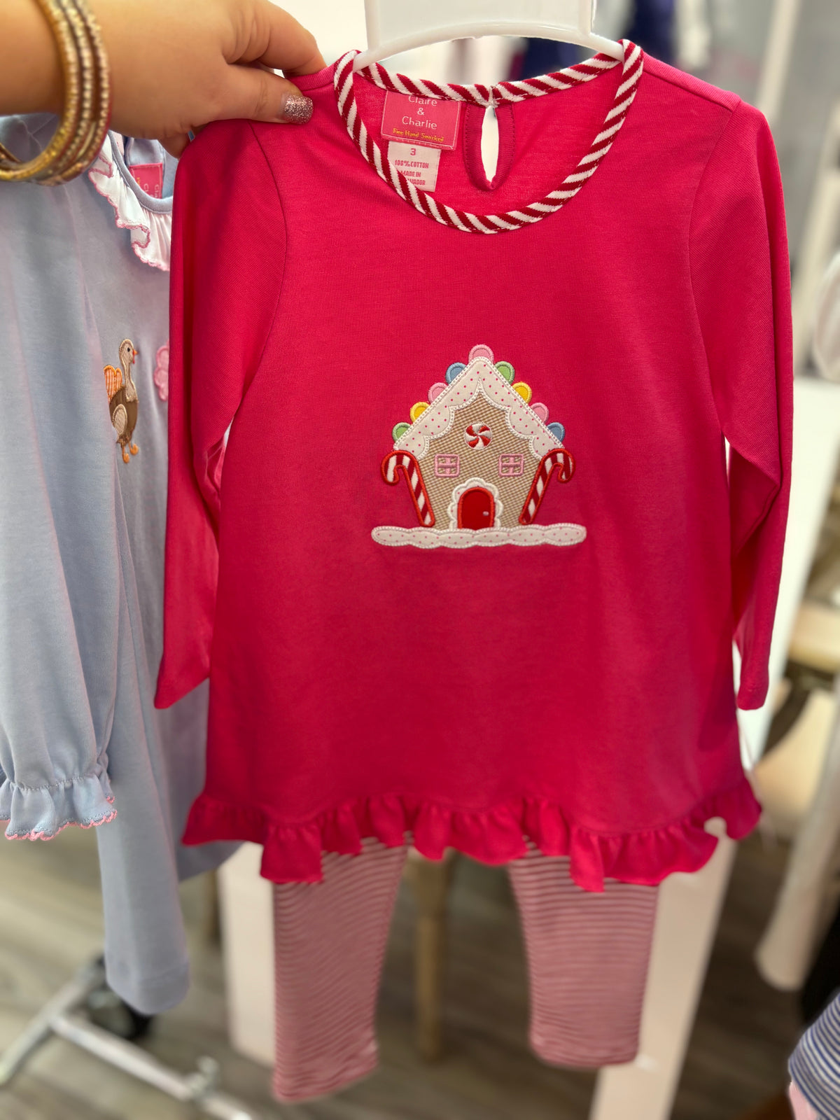 Gingerbread House Girl's Hot Pink Tunic Set