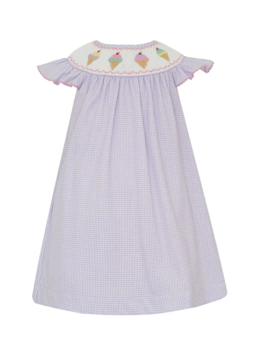Ice Cream Lilac Knit Gingham Angel Wing Bishop