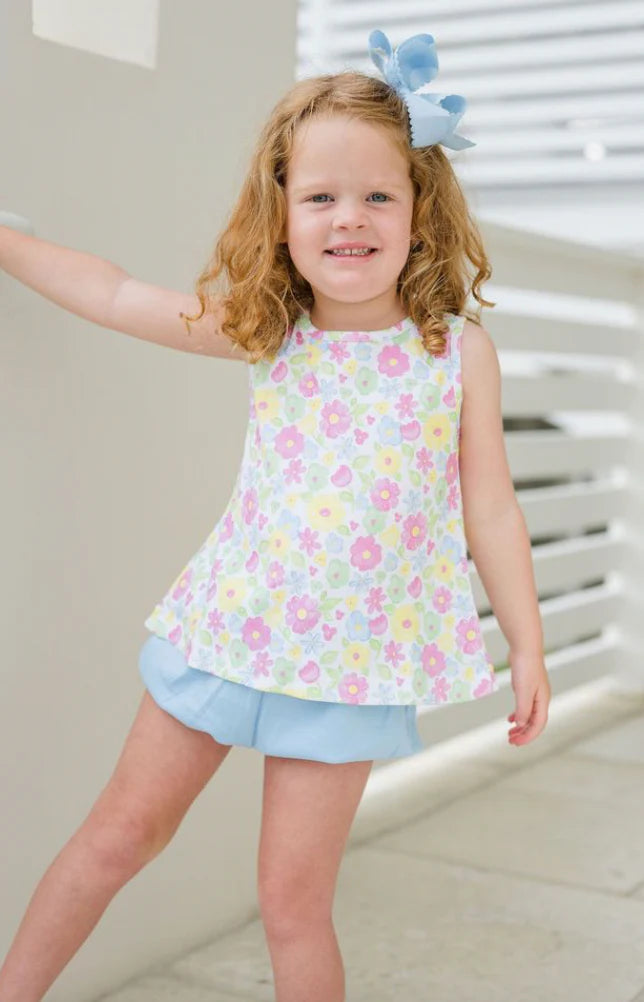 Kinley Ruffle Short Set, Blossoms and Blooms