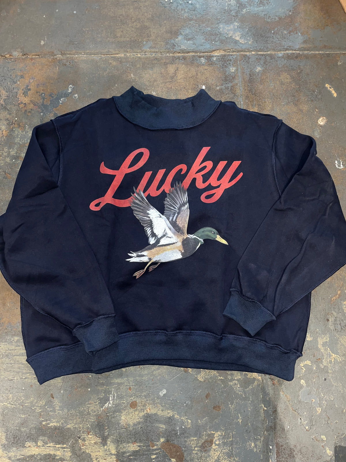 Lucky & Mallard Graphic Reversable Mock Neck Sweatshirt
