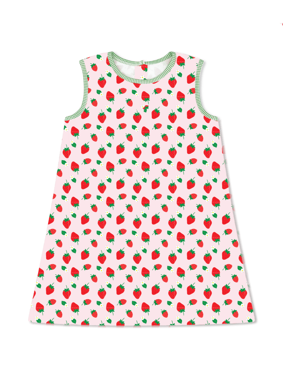 Ann Dress- Berry Sweet, Green Minigingham