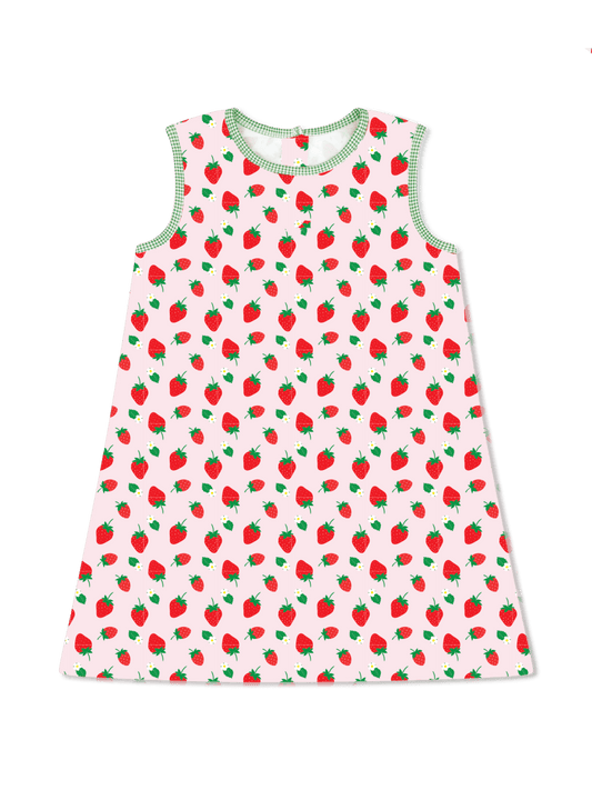 Ann Dress- Berry Sweet, Green Minigingham
