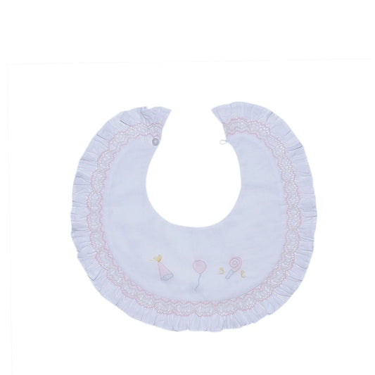 White Bib- Girl Smocked Celebration
