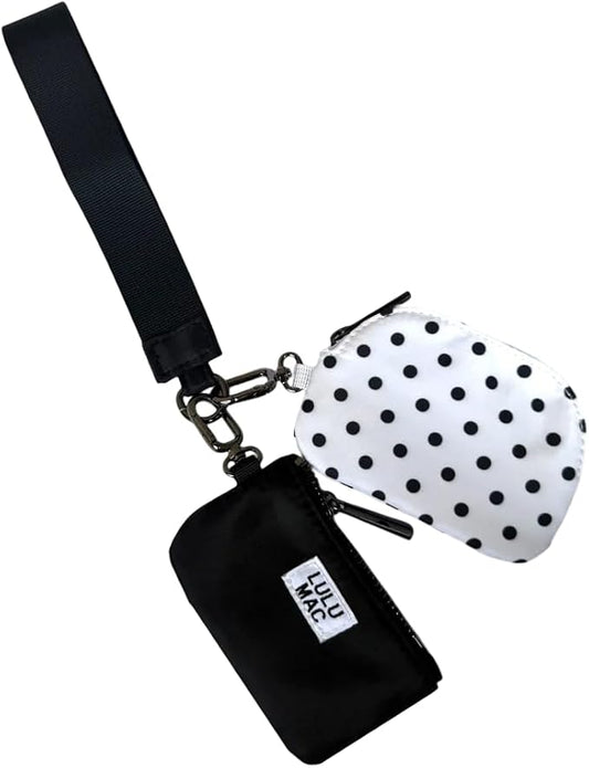 Double Pouch Wristlet- Black/White