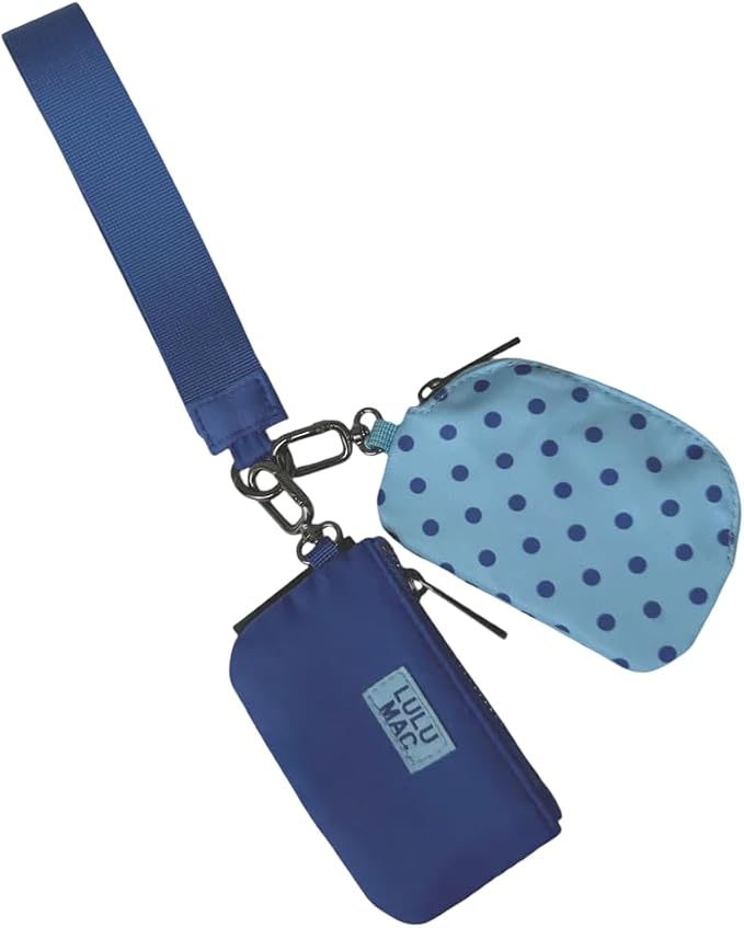 Double Pouch Wristlet- Navy/Blue