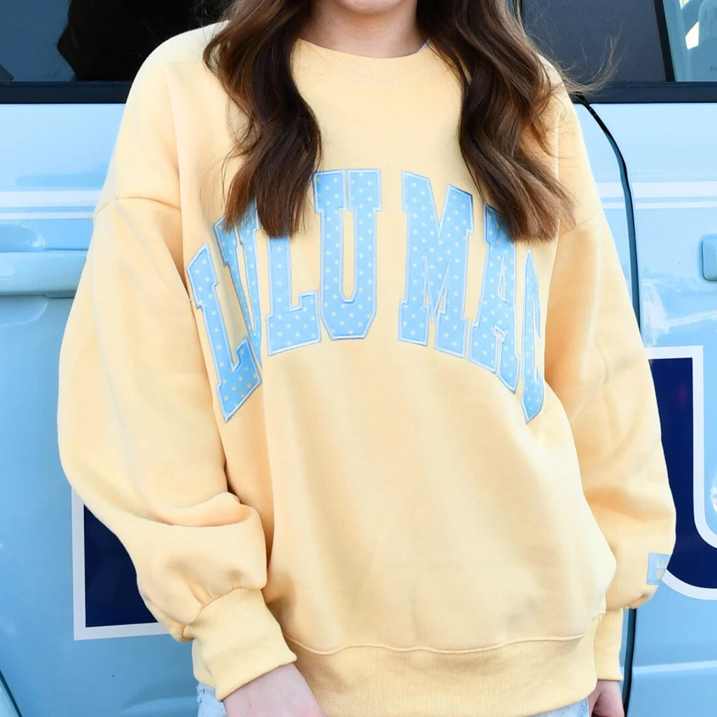 Youth Butter/Light Blue Polka Dot Stitch Sweatshirt