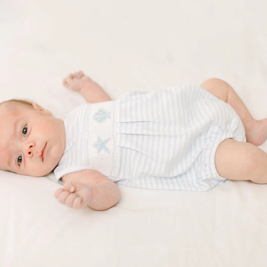 Coastal Treasure Smocked Bubble- Light Blue