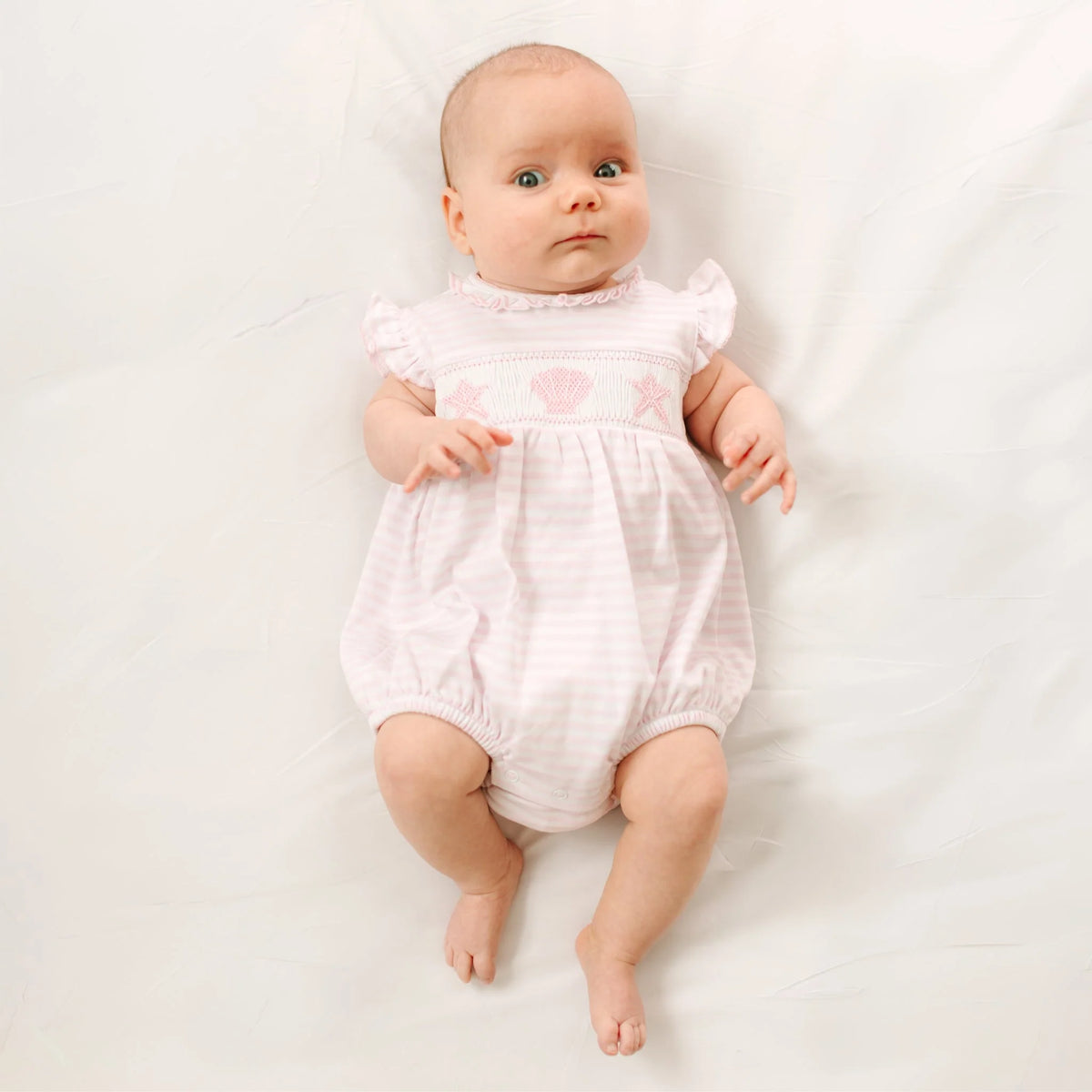 Coastal Treasure Smocked Bubble- Pink