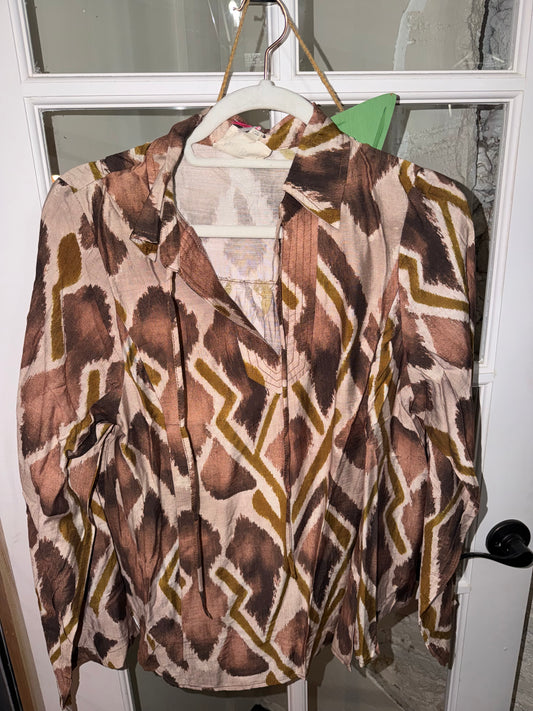 Abstract Print Front Tie Top