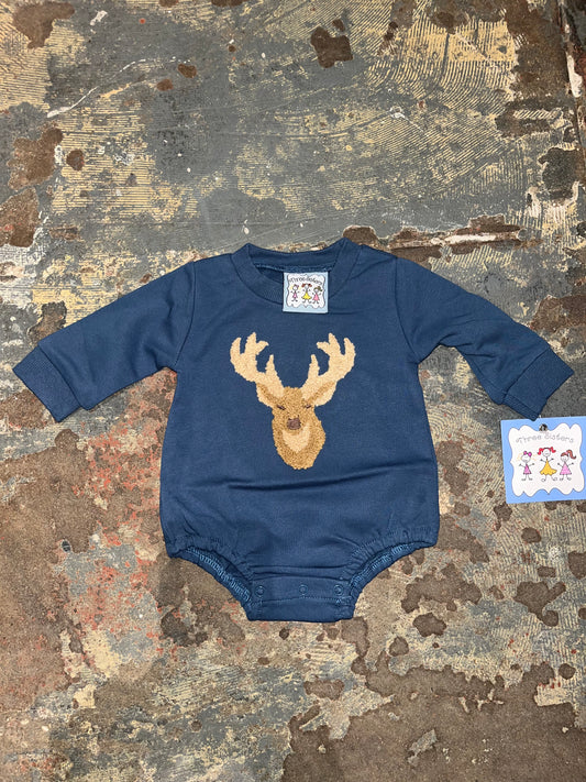 Deer Applique Boys LS Bubble