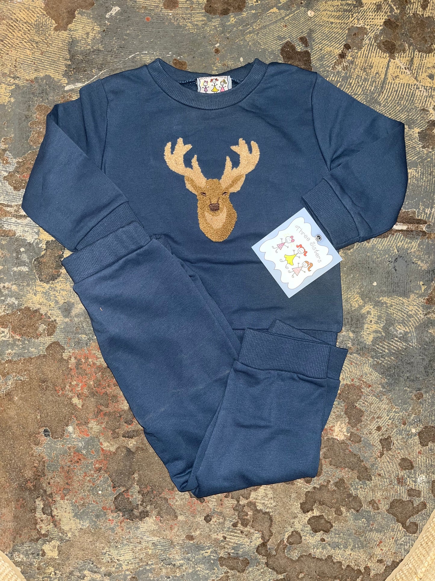 Deer Applique Boys Jogger Set