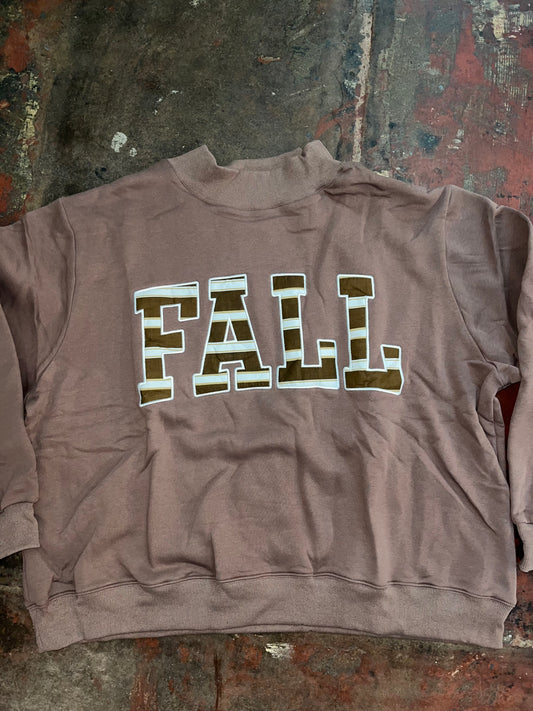 Fall Applique Mock Neck Sweatshirt