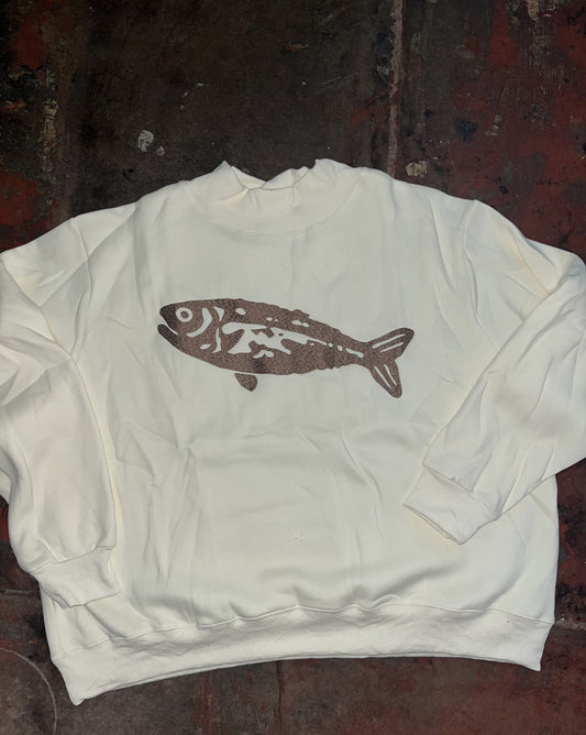 Embroidered Mock Neck Fish