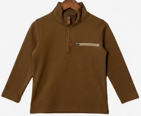Kingston Zip Pullover- Brown
