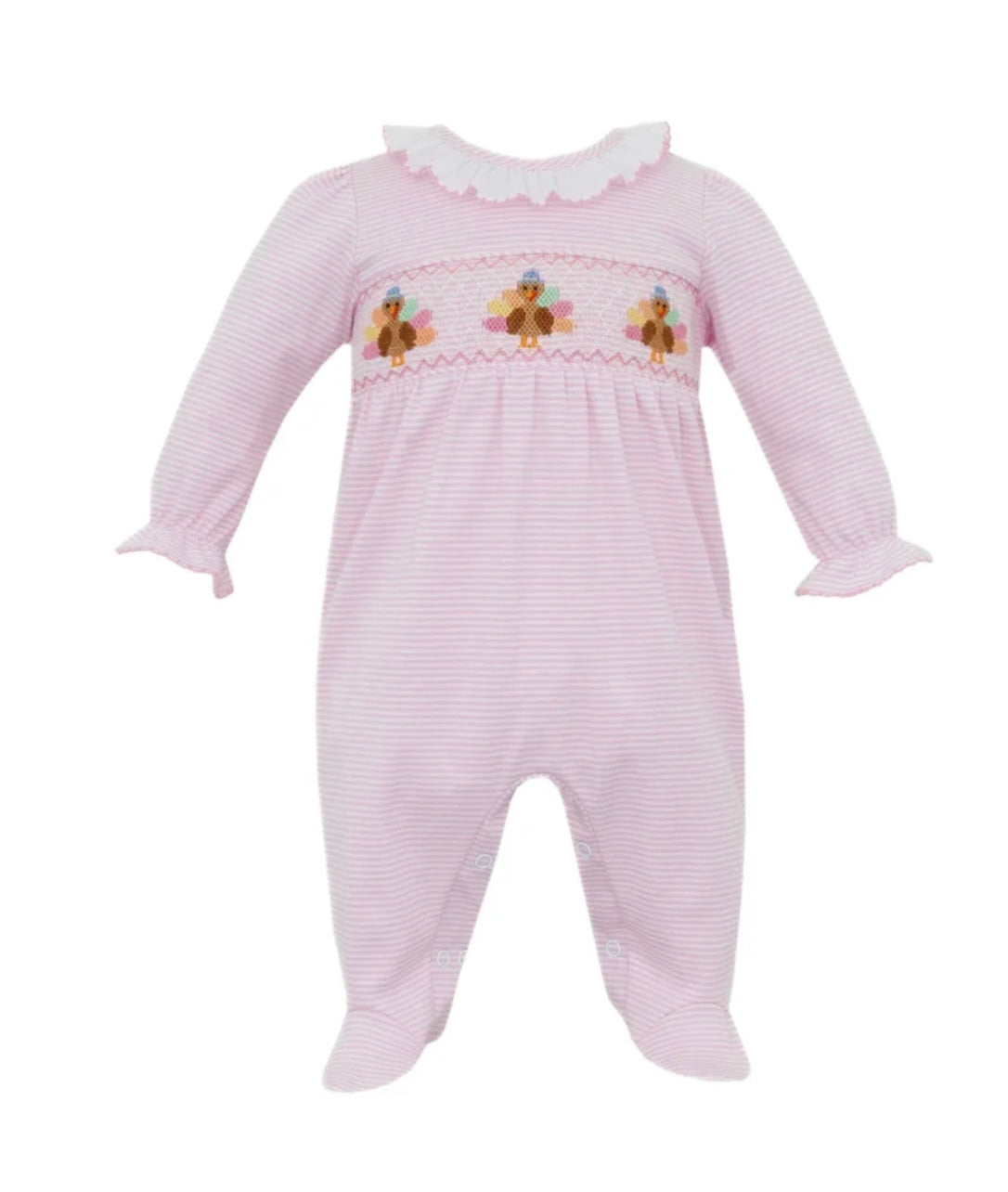 Turkey Girl's Pink Stripe Footie
