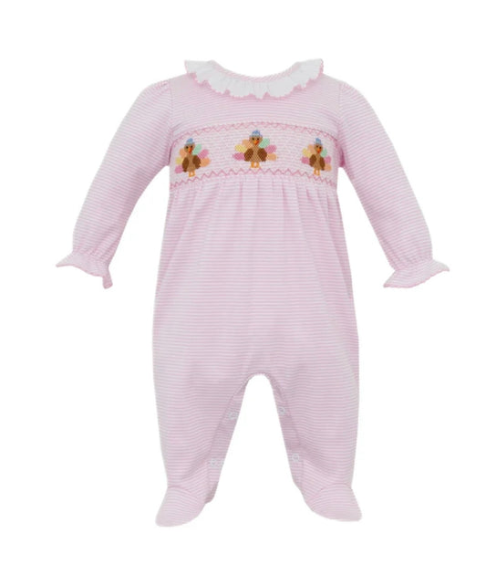 Turkey Girl's Pink Stripe Footie
