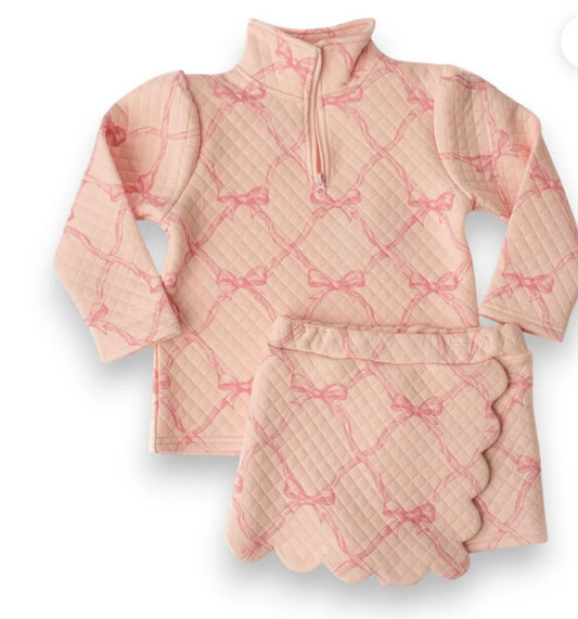 Kassidy Scalloped Skort Set- Dainty Bows