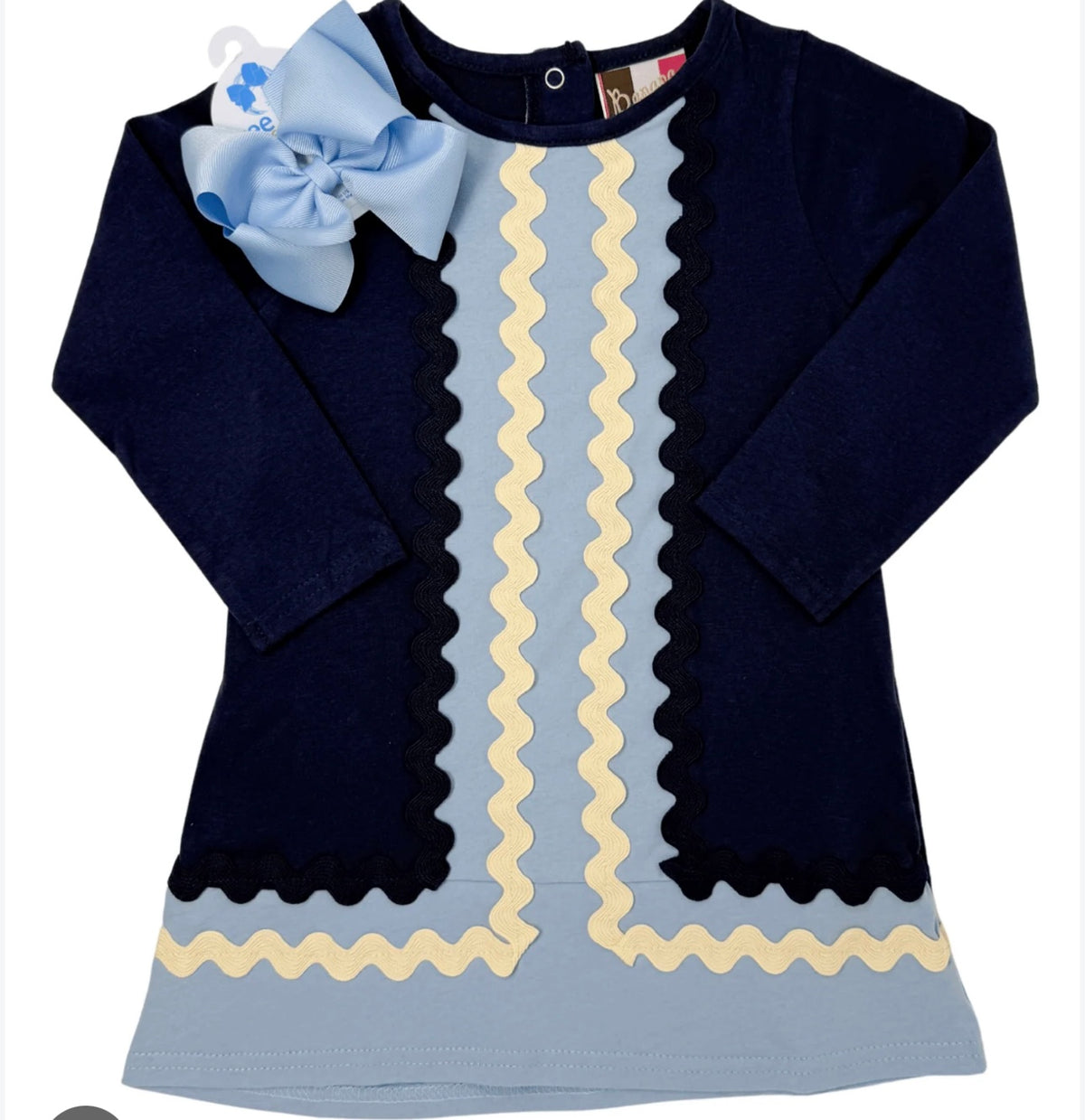 Quincy Ric Rac Dress- Navy
