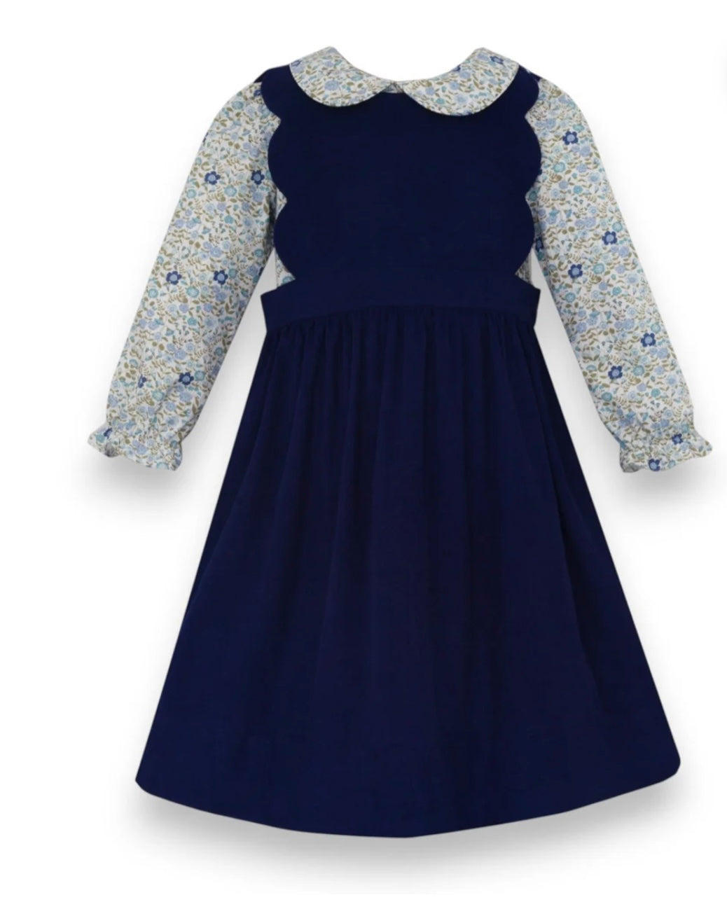Navy Corduroy Scalloped Jumper
