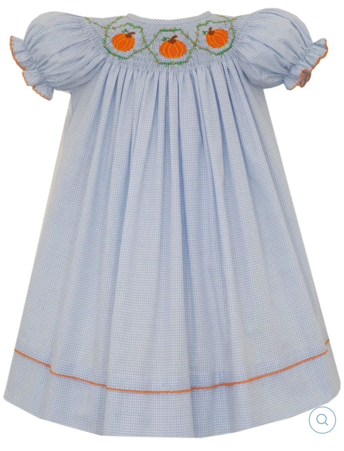Pumpkin Girl's Lt. Blue Gingham Bishop