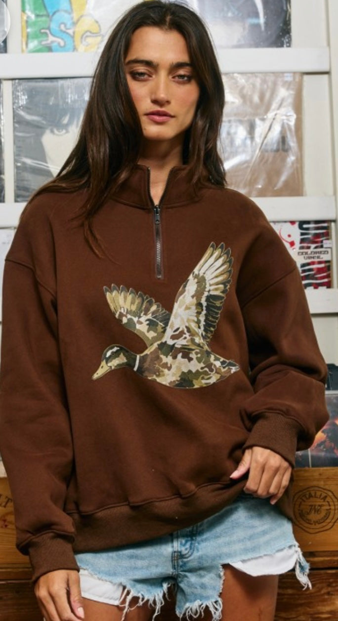 Camo Flying Mallard Half Zip Fleece