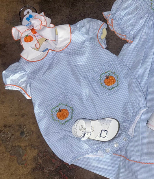 Pumkin Girl's Lt. Blue Gingham Short Bubble