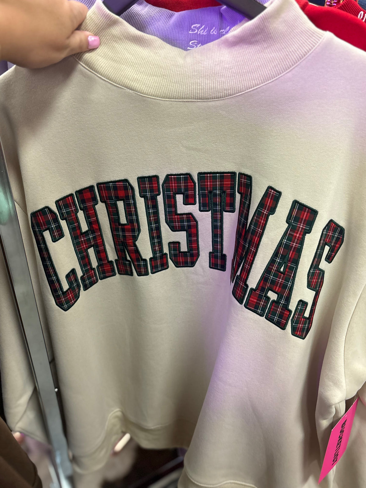 Christmas Plaid Mock Neck Sweatshirt