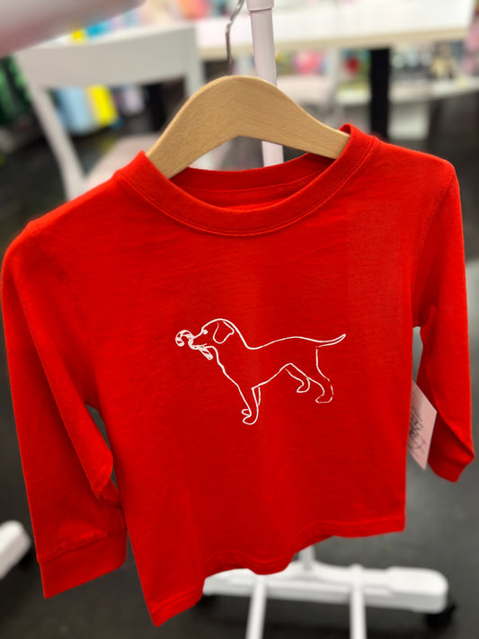 LS Red Candy Cane Dog T-Shirt