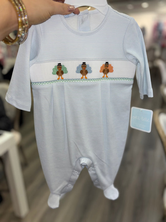 Turkey boys Blue Knit Stripe Footie