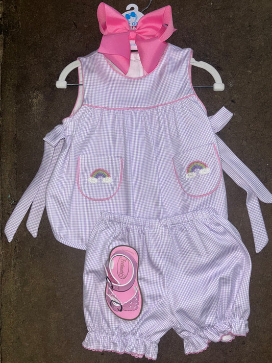 PB Lilac Knit Gingham Bloomer Set