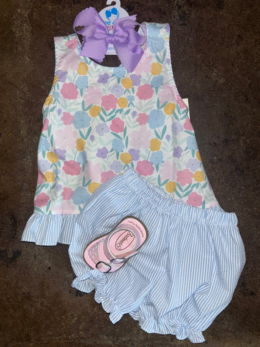 J&L Poppy Pinafore Bloomer Set