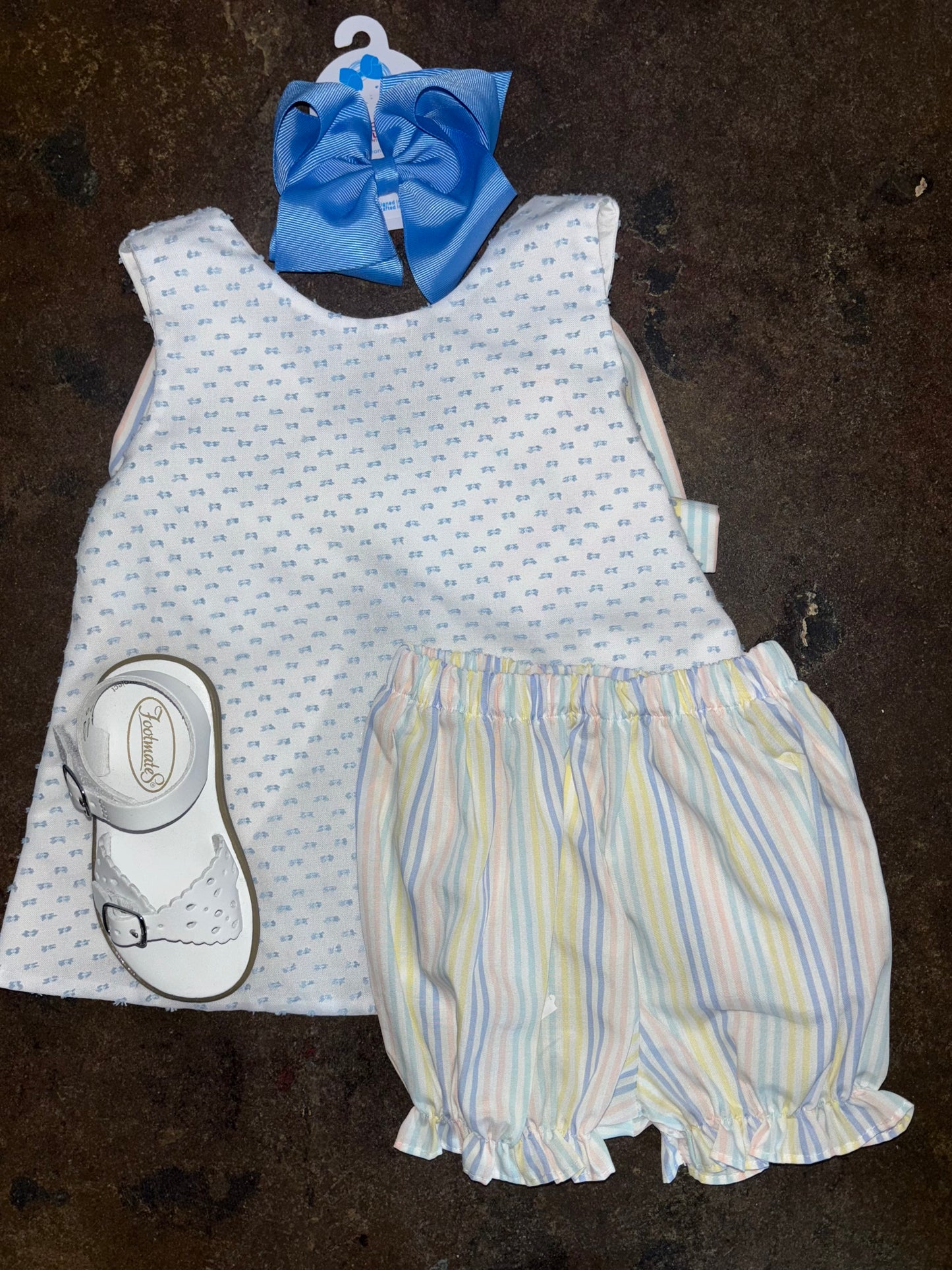 J&L Lottie Bloomer Set - Swiss Dot Blue