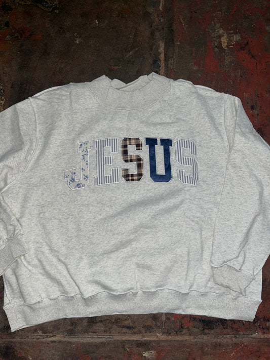 Embroidered Mock Neck Jesus