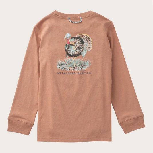 Kids Long Sleeve Cotton Pocket T-shirt- Mocha Mouse