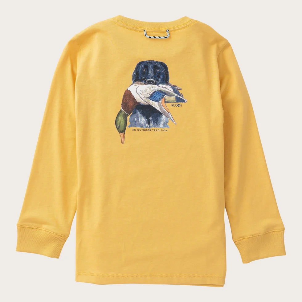 Kid's Long Sleeve Cotton T-Shirt- Ochre