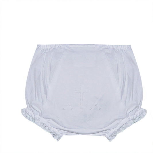 White Landon Diaper Cover- White Cross