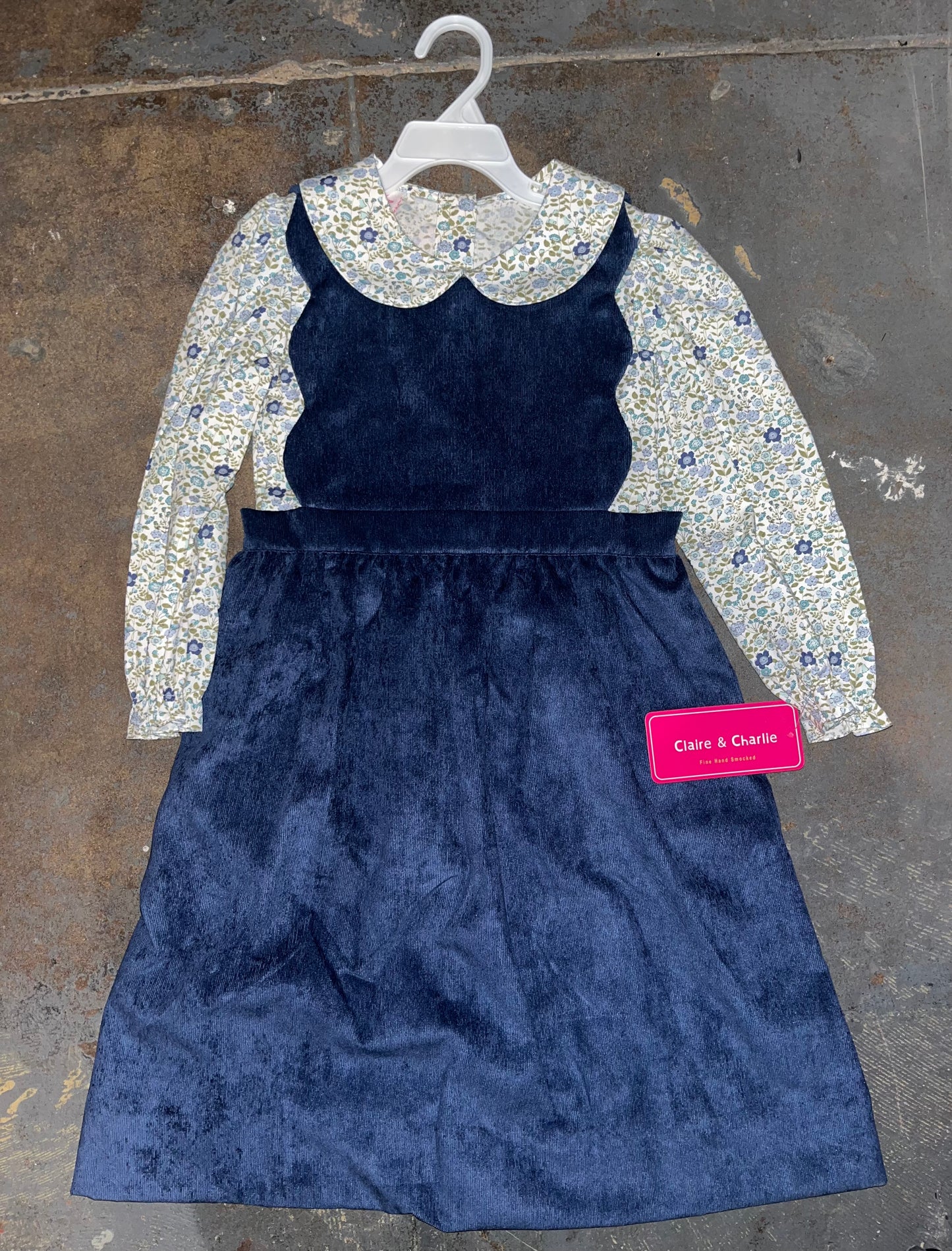 Navy Corduroy Scalloped Jumper