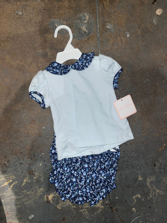 Navy Blue Floral Bloomer Set