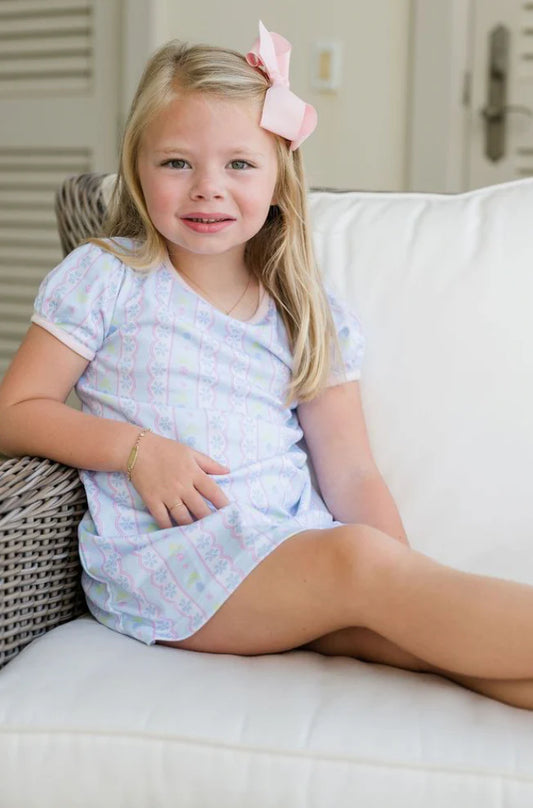 Play Dress, Blue Floral Scallop